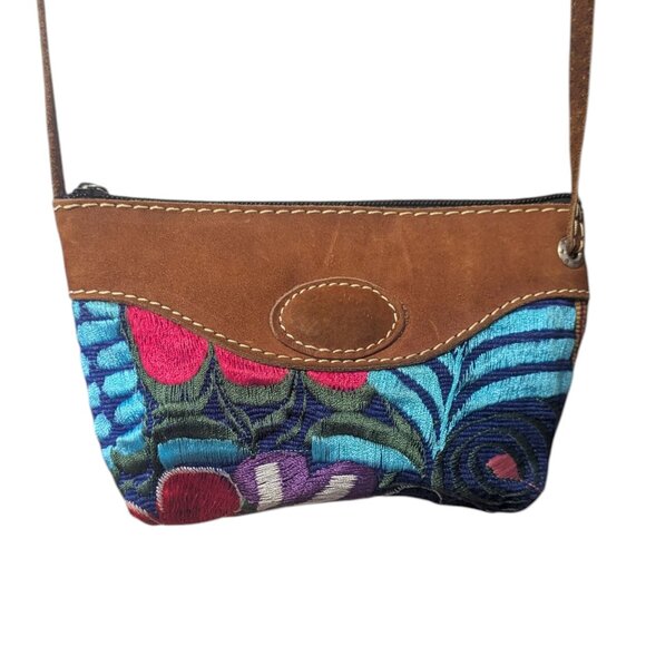 Western Embroidered Suede Floral Mini Bag Dopamine Dressing Festival Boho VTG - Picture 9 of 9